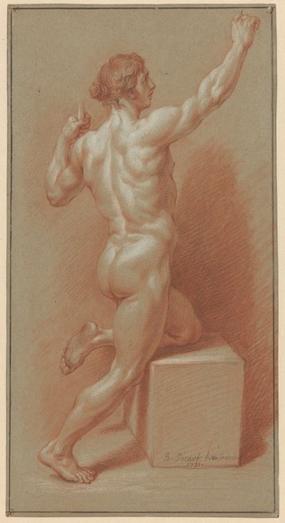 Homme nu appuyé sur le genou gauche - Bernard Picart (signed by artist)