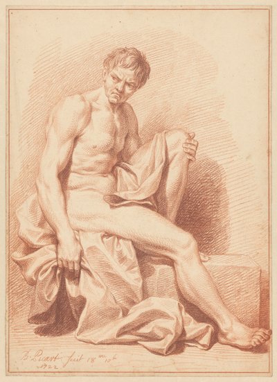 Homme nu assis avec draperie - Bernard Picart (signed by artist)
