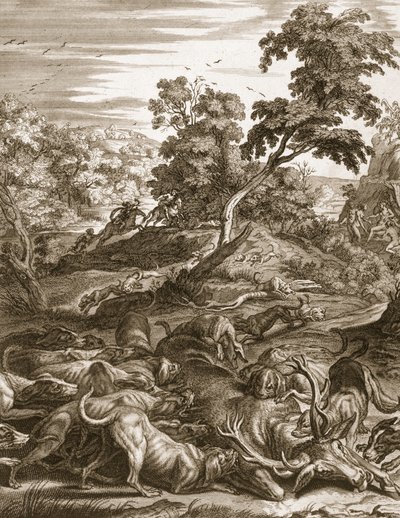 Actéon transformé en cerf et dévoré par ses chiens, 1731 - Bernard Picart
