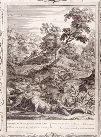 Actéon transformé en cerf et dévoré par ses chiens, 1731 - Bernard Picart
