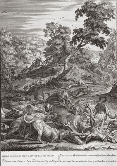 Actéon transformé en cerf et dévoré par ses chiens, 1731 - Bernard Picart
