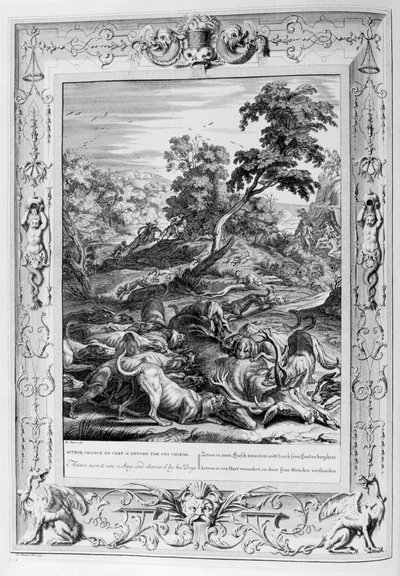 Actéon transformé en cerf et dévoré par ses chiens, 1733 - Bernard Picart