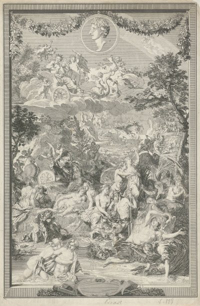 Page de titre allégorique avec différentes scènes des Métamorphoses d