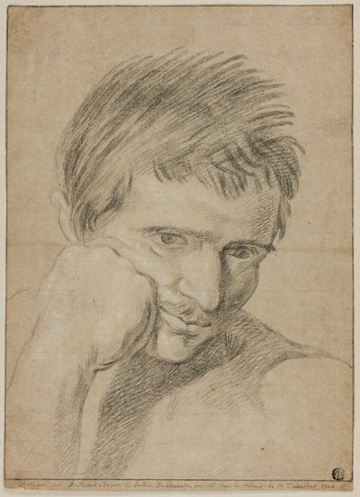Buste de jeune homme reposant son menton sur sa main - Bernard Picart