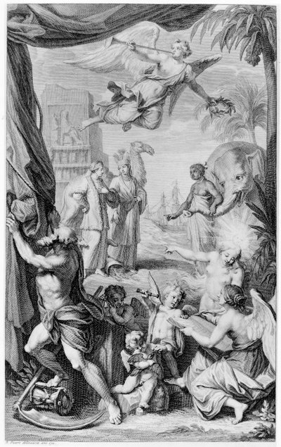 Frontispice des Voyages...par le Muscovie, en Perse, et aux Indes Orientales, 1718 - Bernard Picart
