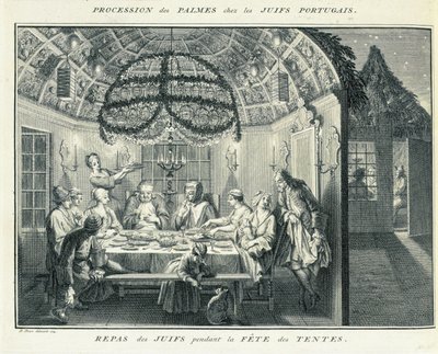 Repas juif pendant la fête des Tabernacles, illustration de 