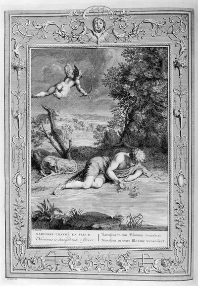 Narcisse amoureux de son propre reflet, 1733 - Bernard Picart