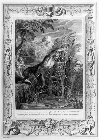 Pan poursuit Syrinx qui est transformée en roseau, 1733 - Bernard Picart