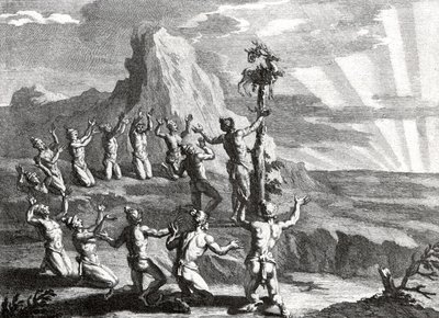 Adoration du soleil par les indiens natifs d