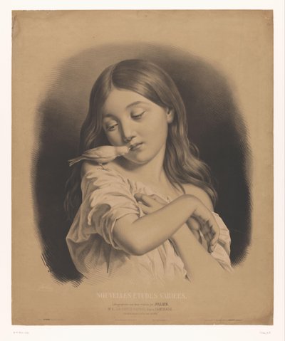 Jeune fille avec un oiseau sur l