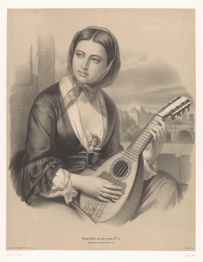 Femme jouant de la mandoline - Bernard Romain Julien