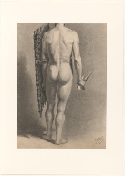 Homme nu avec épée et bouclier, vu de dos - Bernard Willem Wierink (signed by artist)