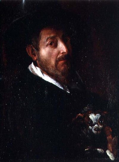 Autoportrait avec un chien - Bernardino Barbatelli Poccetti