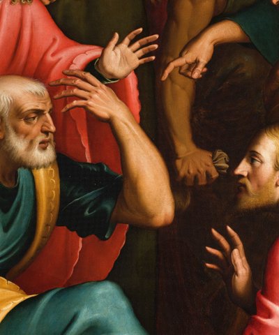 Chapelle du Saint-Sacrement, Première travée côté sud, Bernardino Campi, Lavement des pieds, (détail) 1569 - Bernardino Campi