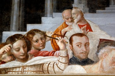 Figures masculines et féminines, détail du Cycle de la Vierge (1553), fresque de Bernardino Lanino (1512-1583), sacristie inférieure de la cathédrale de Novara, Piémont, Italie - Bernardino Lanino