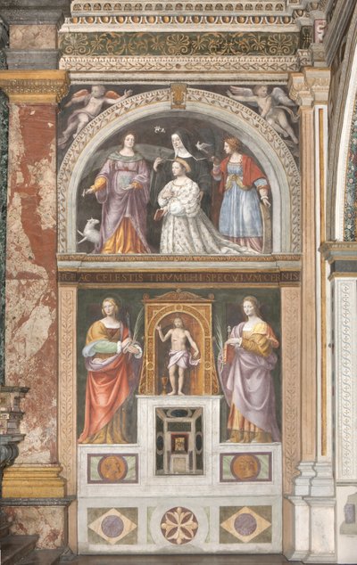 Ippolita Sforza avec Sainte Agnès et Sainte Catherine et en dessous Sainte Apollonia et Sainte Lucie (détail) - Bernardino Luini