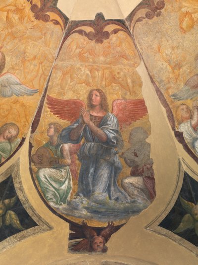 Ange priant entre deux musiciens agenouillés et chérubins - Bernardino Luini