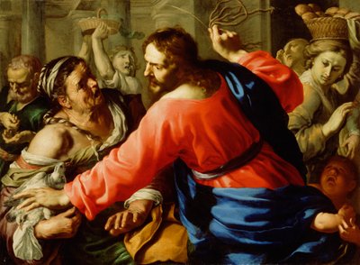 Le Christ chassant les marchands du temple, c.1655 - Bernardino Mei