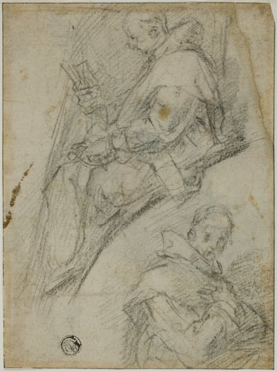 Deux études de Chartreux (recto); Trois esquisses de têtes de Chartreux (verso) - Bernardino Poccetti