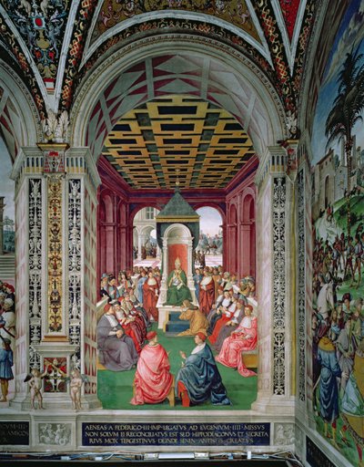 Aeneas Sylvius Piccolomini fait un acte de soumission au Pape Eugène IV - Bernardino di Betto Pinturicchio