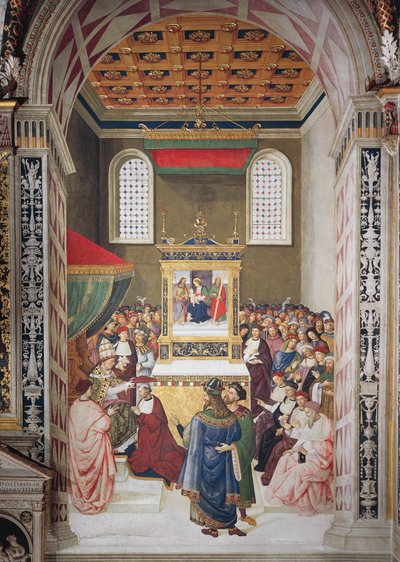 Enea Silvio Piccolomini recevant le chapeau de cardinal de Calixtus III (détail) - Bernardino di Betto Pinturicchio