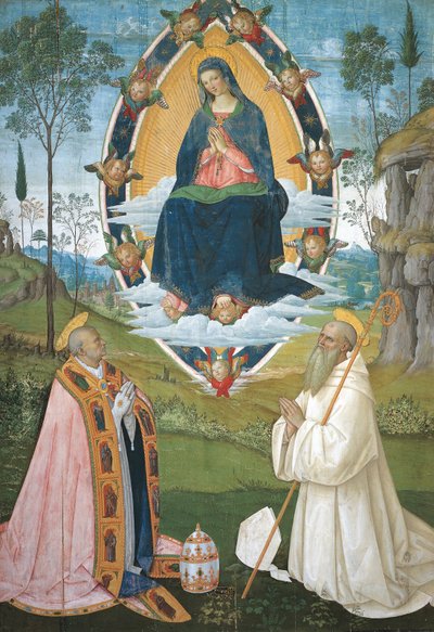 Madone avec Grégoire le Grand et Saint Benoît - Bernardino di Betto Pinturicchio