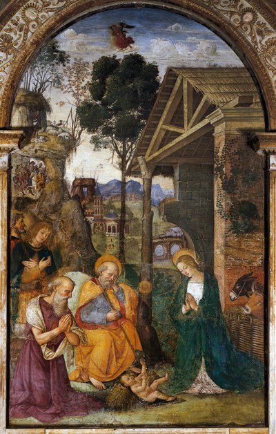 Nativité avec Saint Jérôme, fresque de jeunesse par Bernardino Betti dit Il Pinturicchio - Bernardino di Betto Pinturicchio