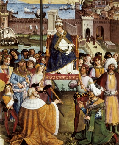 Le pape Pie II bénissant les flottes avant de quitter Ancône pour la Terre Sainte le 15 août 1464 (détail) - Bernardino di Betto Pinturicchio