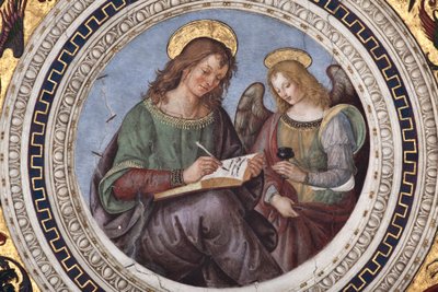 Saint Matthieu (détail) des Quatre Évangélistes (fresque) - Bernardino di Betto Pinturicchio