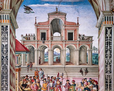 Bibliothèque Piccolomini, mur nord-est : Énée Sylvius est couronné poète lauréat par l