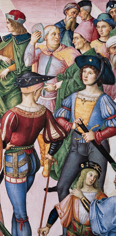 Bibliothèque Piccolomini, mur nord-est : Énée Sylvius est couronné poète lauréat par l
