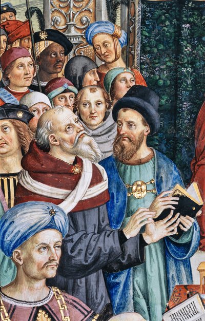 Bibliothèque Piccolomini, mur sud-ouest : « Pie II préside la Diète de Mantoue, 1er juin » - Bernardino di Betto Pinturicchio