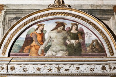 Le Christ mort soutenu par deux anges (fresque) - Bernardino di Betto Pinturicchio