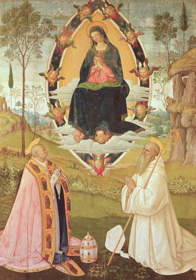 Vierge en gloire avec Saint Grégoire et Saint Benoît - Bernardino di Betto Pinturicchio