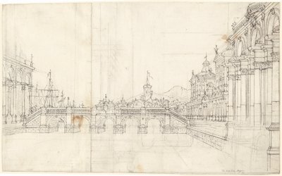 Un Caprice de Palais et une Loggia Faisant Face à un Pont Classique - Bernardo Bellotto