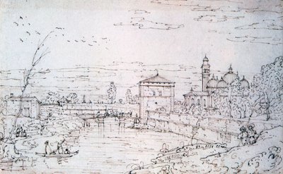Pont sur la rivière et Santa Giustina, c. 1740-1780 - Bernardo Bellotto