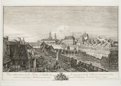 Vue extérieure de la porte italienne des remparts de la ville de Dresde - Bernardo Bellotto