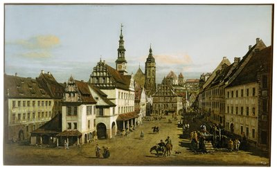 French : Städtebild (Place du marché à Pirna) The Marketplace at Pirna - Bernardo Bellotto