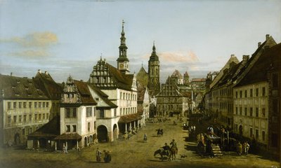 French : Städtebild (Place du marché à Pirna) The Marketplace at Pirna - Bernardo Bellotto
