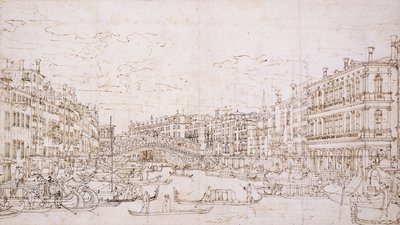 Le Grand Canal, Venise, avec le pont du Rialto depuis le sud - Bernardo Bellotto