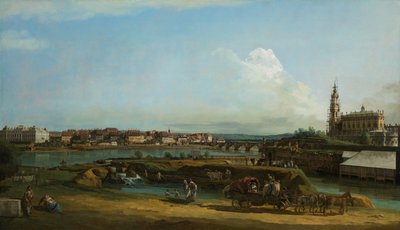 Vue de Dresde avec la Hofkirche à droite - Bernardo Bellotto