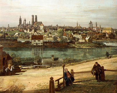 Vue de Munich depuis Haidhausen avec la rivière Isar au centre (détail) - Bernardo Bellotto