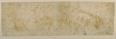 Salomon et la reine de Saba (recto) ; Esquisse de la reine de Saba (verso) - Bernardo Castello