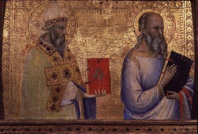 Saint Grégoire le Grand (c.540-604) et saint non identifiable - Bernardo Daddi