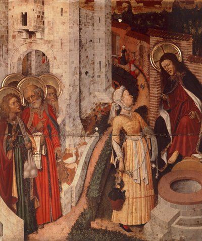 Jésus et la femme samaritaine (détail) du Retable de la Transfiguration - Bernardo Martorell