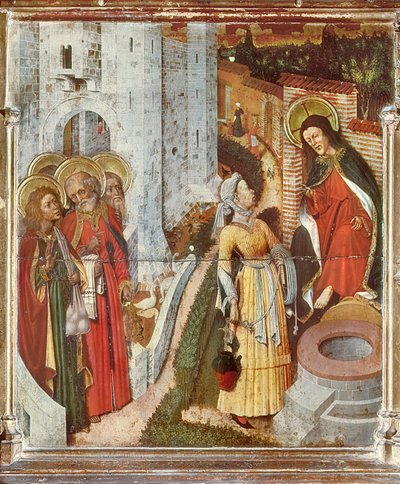 Jésus et la femme samaritaine, détail du retable de la Transfiguration, vers 1445 - Bernardo Martorell