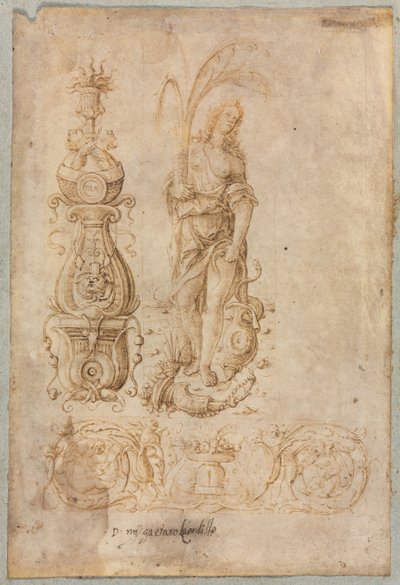 Conception pour un candélabre, figure allégorique de l