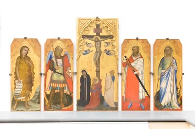 Crucifixion avec des pleureurs et Marie-Madeleine au pied de la Croix - Bernardo & Simone Puccio di (fl.1345 65) Daddi