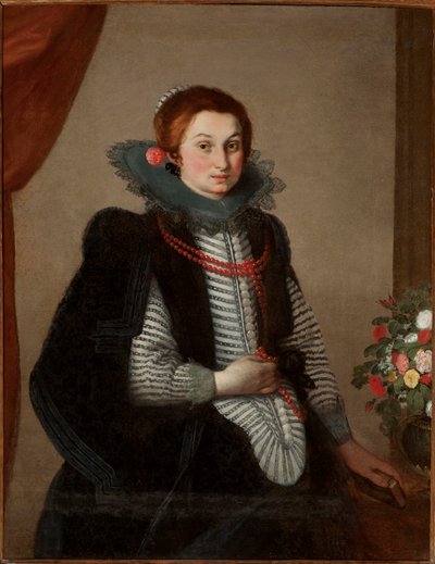 Portrait de jeune fille avec collier de corail - Bernardo Strozzi