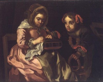 Deux filles cousant - Bernardt Keil or Keyl
